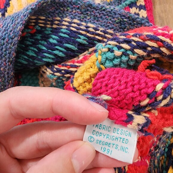 Vintage Pink Geometric Abstract Tunic Length Sweater with 3D Baubles Artsy Sz M - Picture 8 of 10